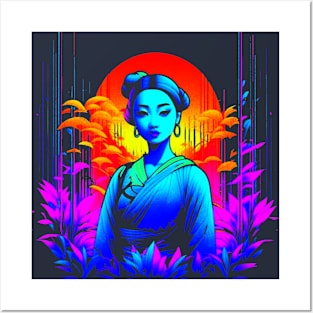 Geisha Girl in Bamboo Forest Posters and Art